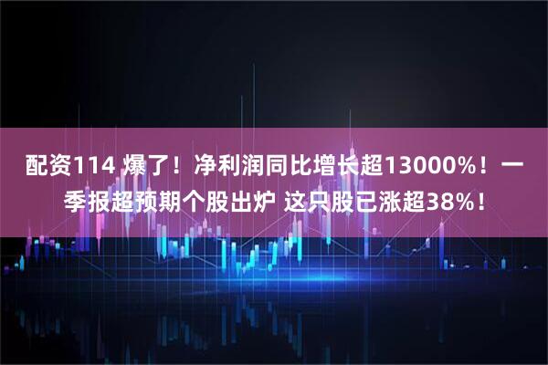 配资114 爆了！净利润同比增长超13000%！一季报超预期个股出炉 这只股已涨超38%！